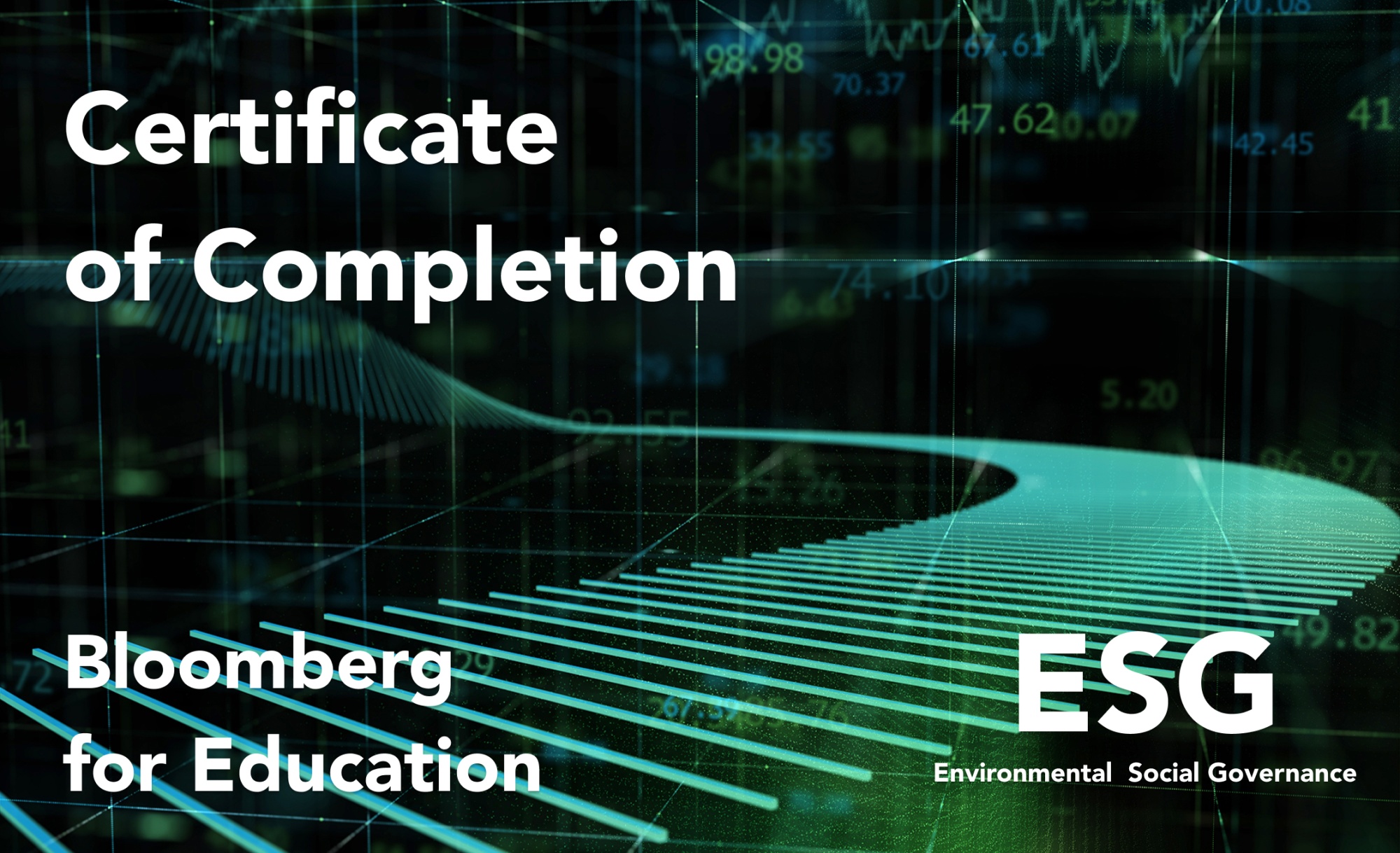 Bloomberg Education certificate and ESG programme